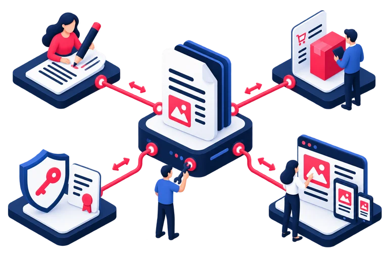 A central application connects editing, security, document processing and output.
